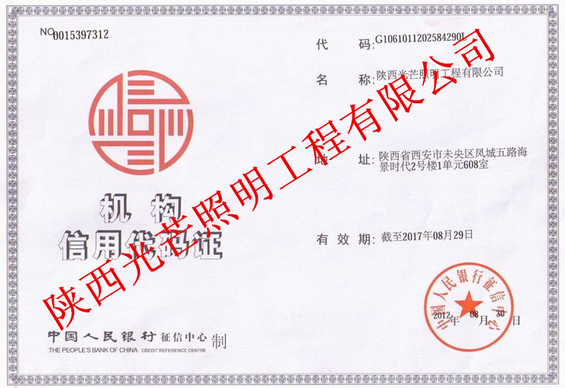 光芒照明機構(gòu)信用代碼證